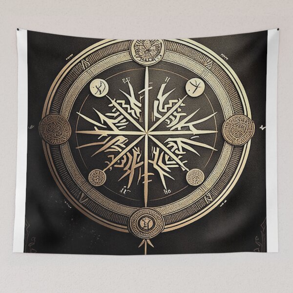 Artikelvorschau, Nordic Vegvisir Symbol Minimalism Art Print  entworfen und verkauft von Abili-Tees.