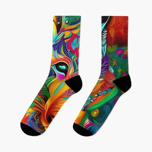 Item preview, A Rainbow Psychedelic Magic Wolf  designed and sold by Mary Tighe.
