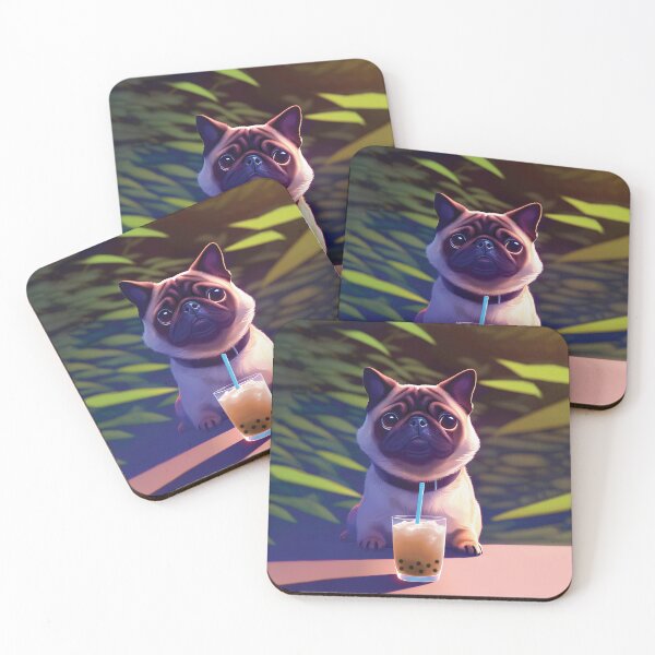 Item preview, Pug with boba bubble tea designed and sold by akwl-design.