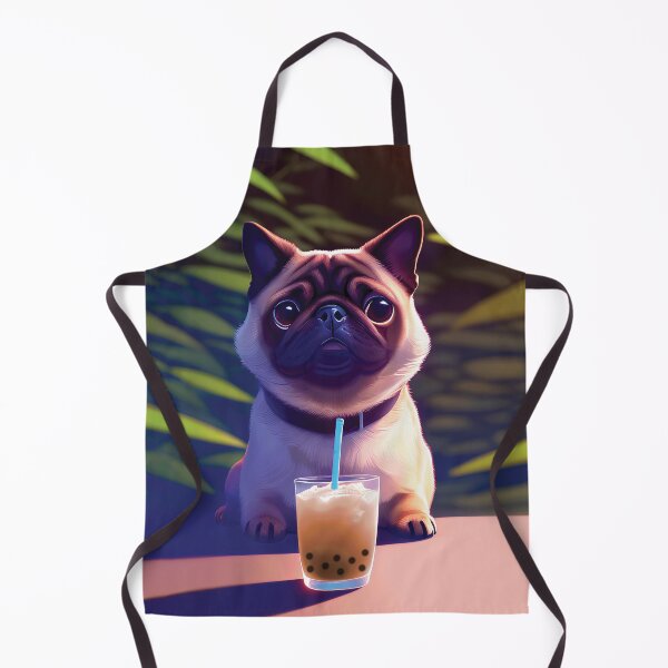Item preview, Pug with boba bubble tea designed and sold by akwl-design.