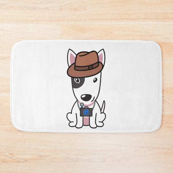 Item preview, Funny Bull Terrier is holding a camera designed and sold by Pet Station.