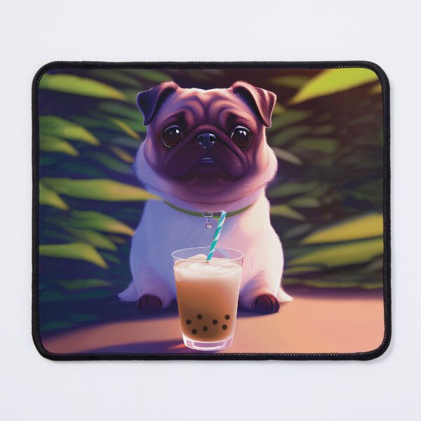 Item preview, Pug with boba bubble tea designed and sold by akwl-design.