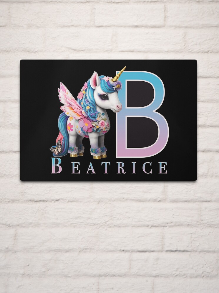 Beatrice name with a cute unicorn Metal Print