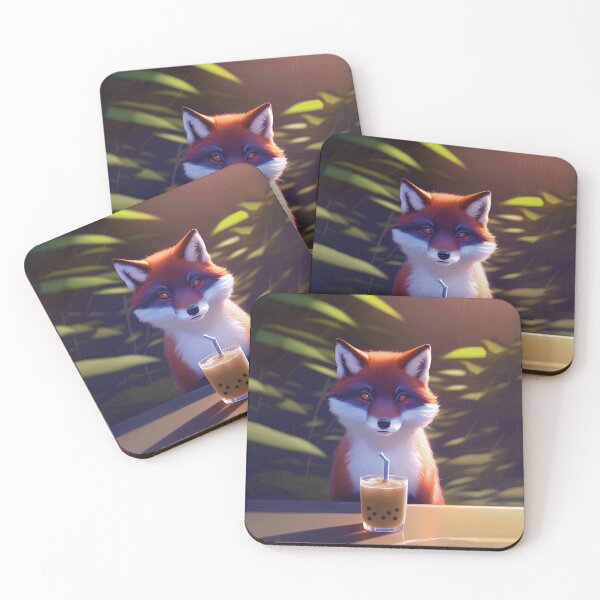 Item preview, Fox with boba bubble tea designed and sold by akwl-design.