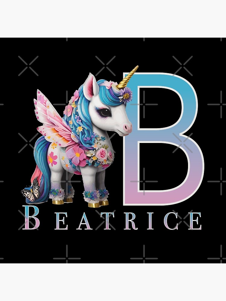 Beatrice name with a cute unicorn Art Board Print