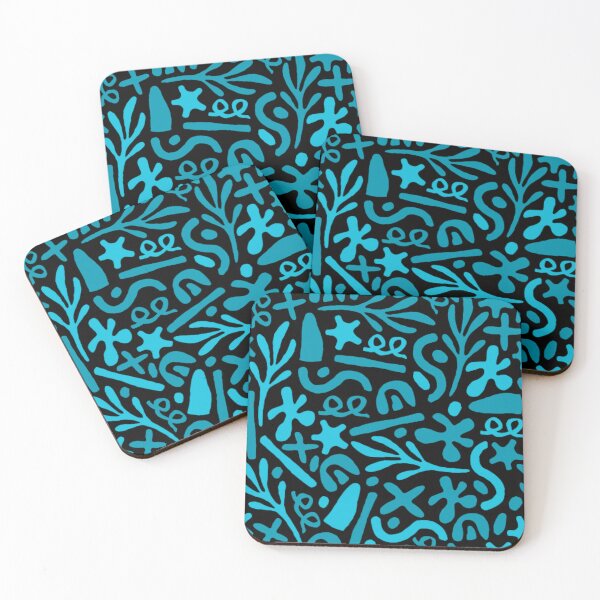 Item preview, Blue abstract pattern with different shapes with black background  designed and sold by TeePassion.