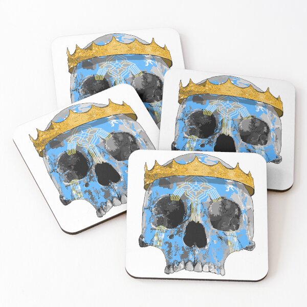 Item preview, Sky blue skull with crown and warpaint  designed and sold by m-yoga-store.