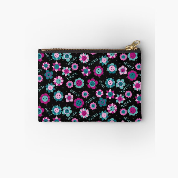 Item preview, Botones florales en patrón negro designed and sold by BlissDrizzle.