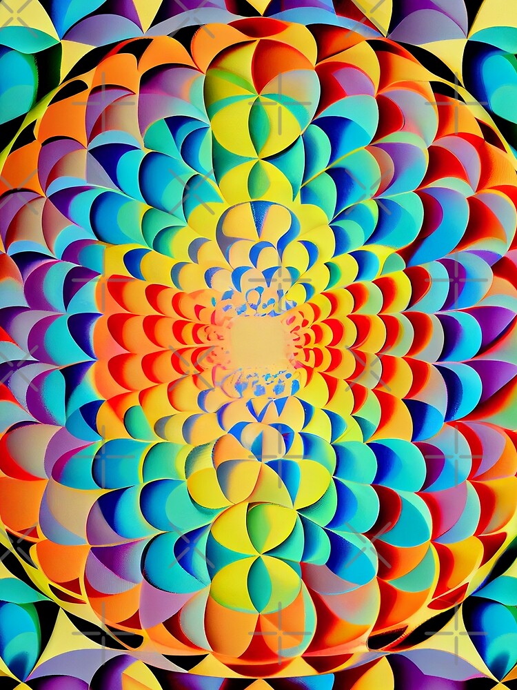 Thumbnail 3 von 3, Tuch, Circular Rainbow Intense Triangular Hollywood Regency Pattern Digital Painting designt und verkauft von CodeAndColors.