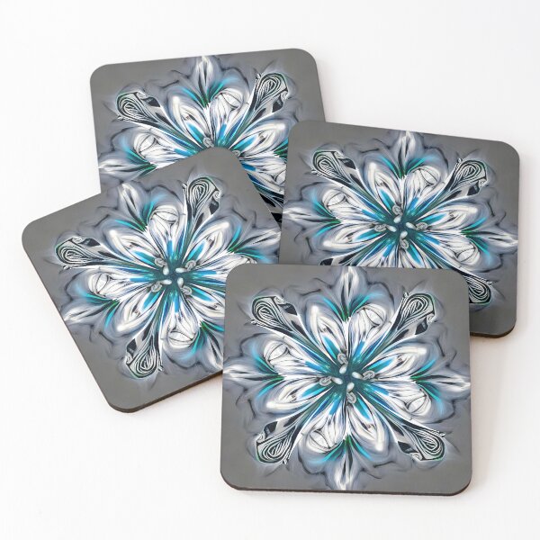 Item preview, floral Kaleidoscope art Design silver grey designed and sold by TopmostPhotos.