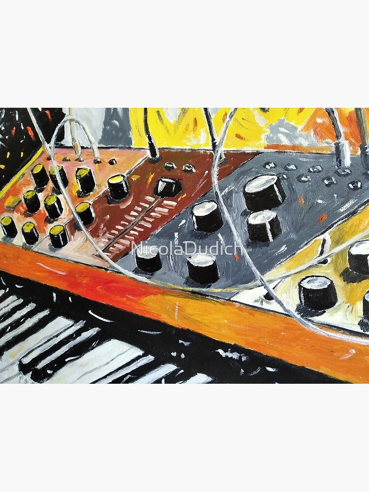 Modular Patio oil painting. Eurorack Synthesizer Surrealistic outlets Artwork by Nicola Dudich. Synth Art