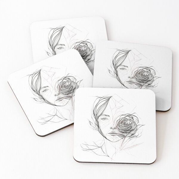 Item preview, Minimalist Woman Portrait and 3D Rose  designed and sold by KukiStickers.