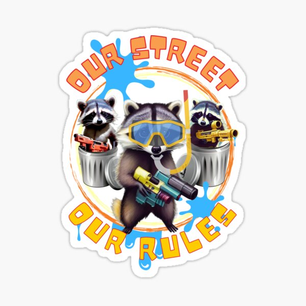 Vista previa del artículo con la obra «una pandilla de paintball mapache», diseñado y vendido por Animal world designs.