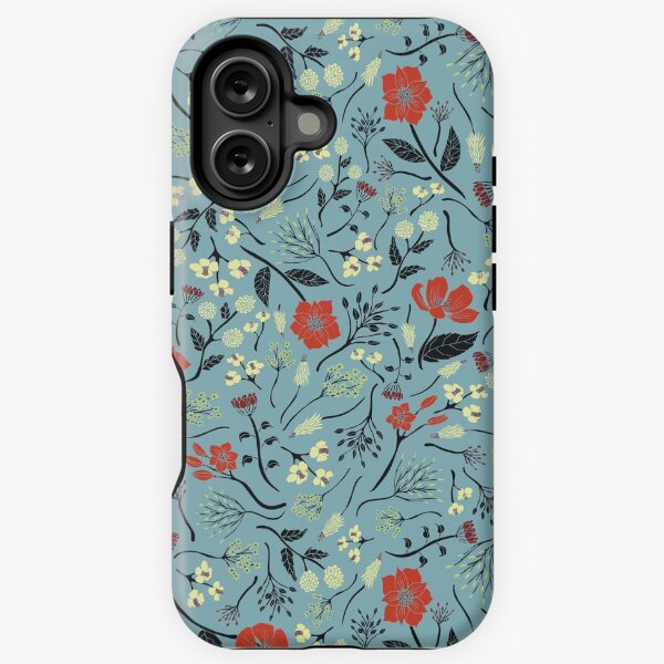 Item preview, Blue, Orange & White Floral/Botanical Print designed and sold by somecallmebeth.