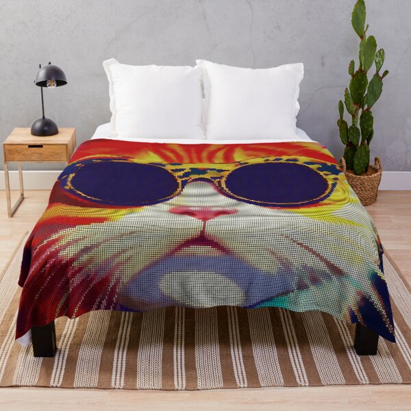 Item preview, Colorful Abstract Cat Wearing Sunglasses 8-bit Pixel Art designed and sold by PixelDripped.