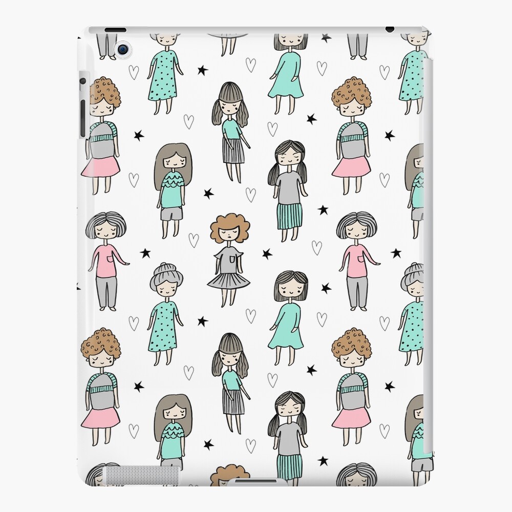 Girls illustration little women cute pattern kids rooms gifts