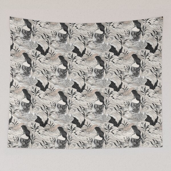 Item preview, Seamless Pattern, Woman, Black and white illustration designed and sold by Posterdom.