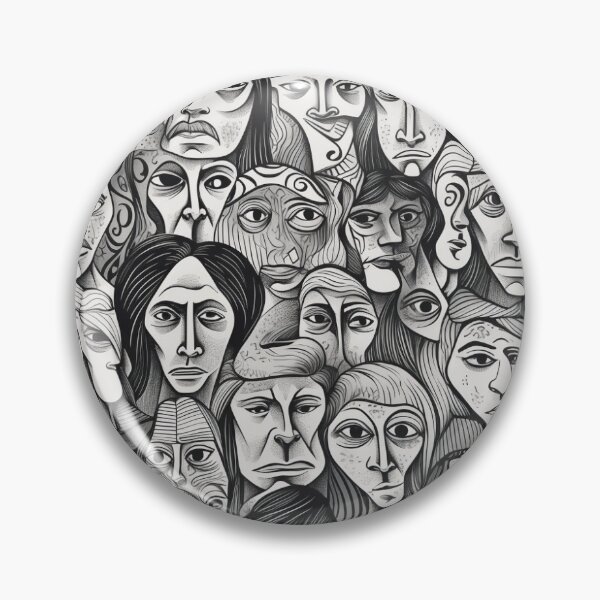 Item preview, Illustrated faces in black and white designed and sold by cathleenzornow.