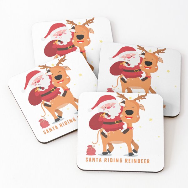Item preview, santa riding a reindeer, gift for holidays designed and sold by sandra-merch.