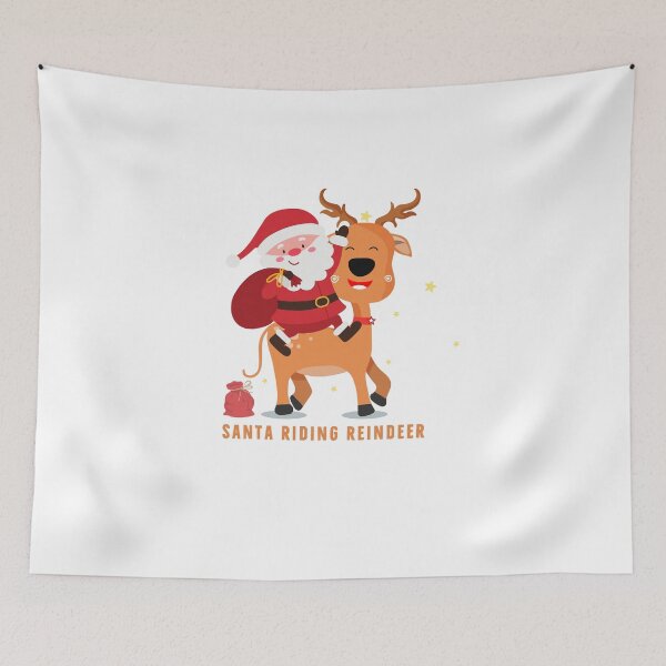 Item preview, santa riding a reindeer, gift for holidays designed and sold by sandra-merch.