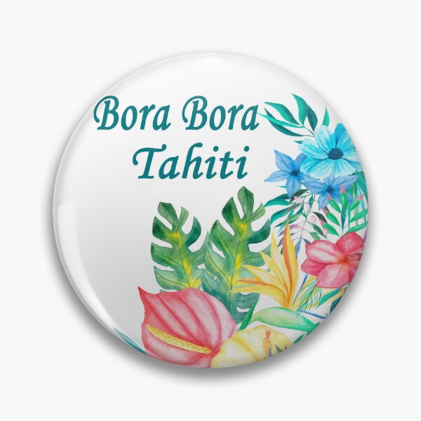Item preview, Bora Bora Tahiti Tropical Flowers /Foilage Aqua Blue Green Pink Yellow Tropical Flowers  designed and sold by hustlagirl.