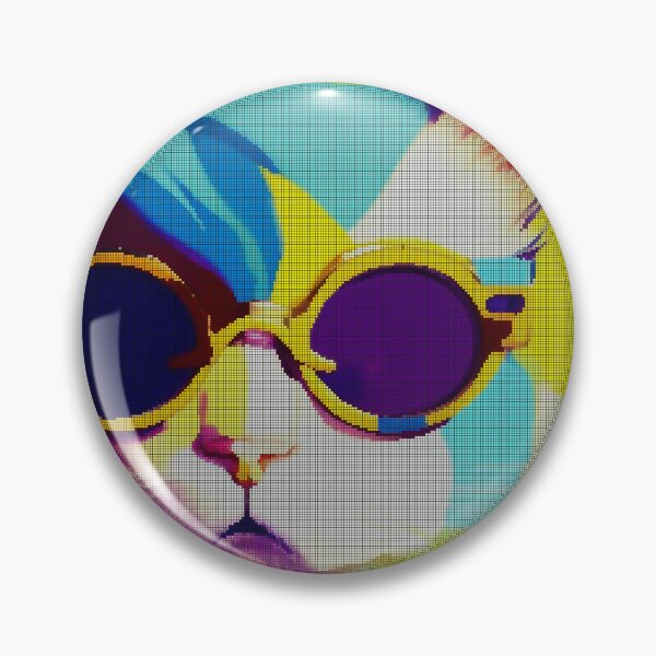 Item preview, Colorful Abstract Cat Wearing Sunglasses 8-bit Pixel Art designed and sold by PixelDripped.