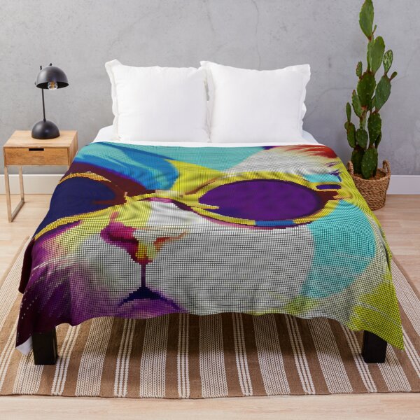 Item preview, Colorful Abstract Cat Wearing Sunglasses 8-bit Pixel Art designed and sold by PixelDripped.