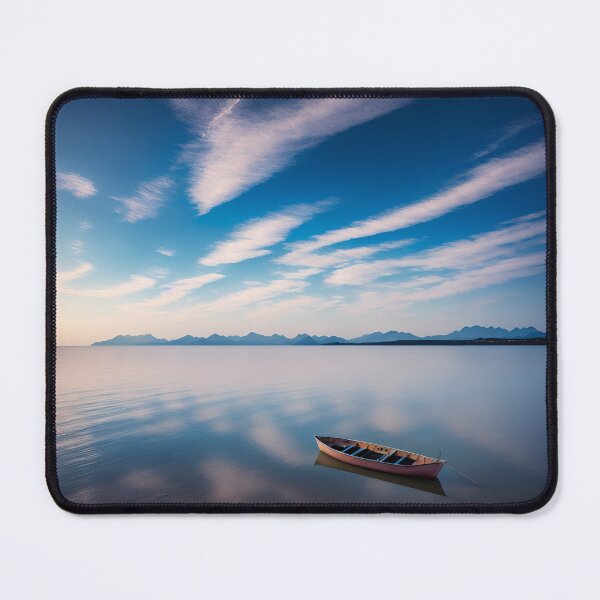 Item preview, A Minimalist Landscape With A Single Boat Sailing On A Calm Sea Ai Generated Art designed and sold by AiGens.