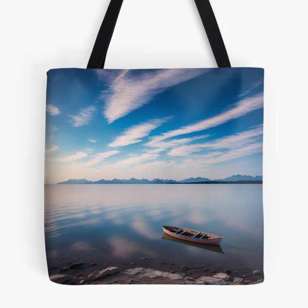Item preview, A Minimalist Landscape With A Single Boat Sailing On A Calm Sea Ai Generated Art designed and sold by AiGens.