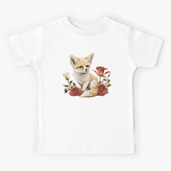 Cute cartoon fox with roses female fox gifts #1 Kids T-Shirt by Norman W -  Fine Art America