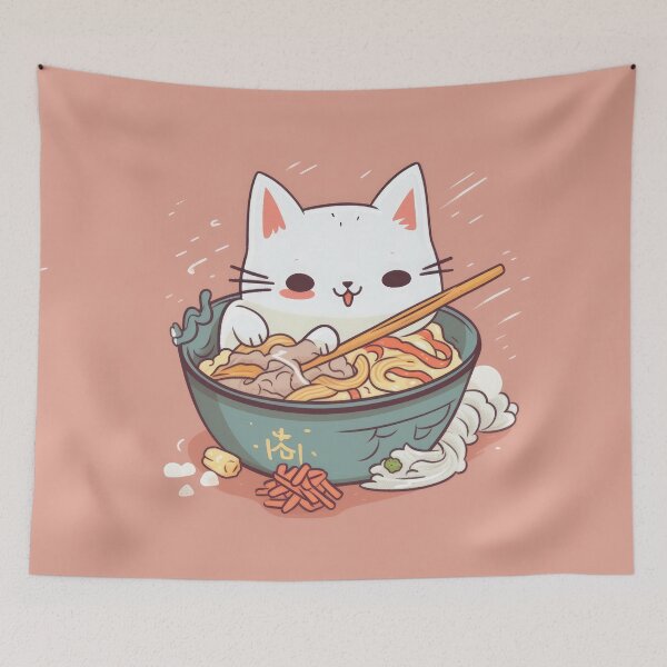 Item preview, Cute, kawaii kitten in the ramen designed and sold by Vladyslav Shestakov.