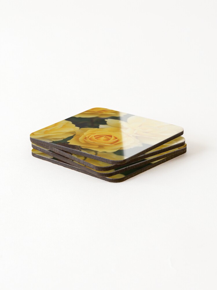 Thumbnail 4 of 5, Coasters (Set of 4), Yellow Roses designed and sold by SunsetFirefly.