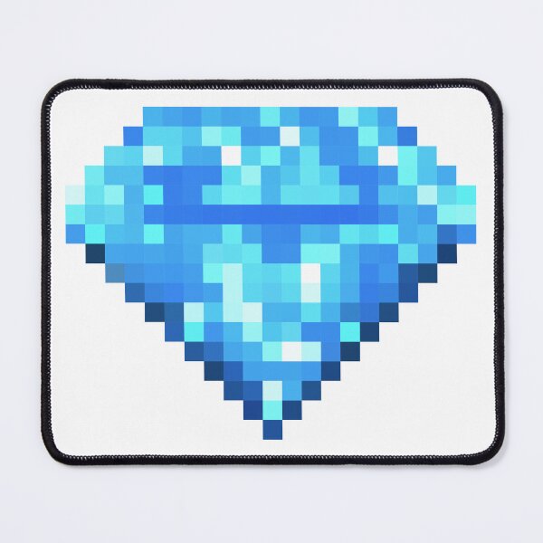 Item preview, Printed image of Blue Sparkling Diamond - pixel art - on white background designed and sold by JaReVa.