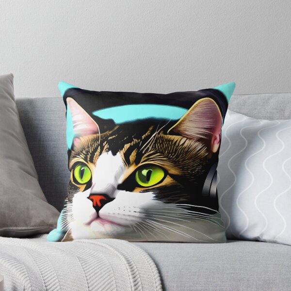 Item preview, Cute Meow Cat Listening To Music With Headphones designed and sold by ArtisticAllure1.