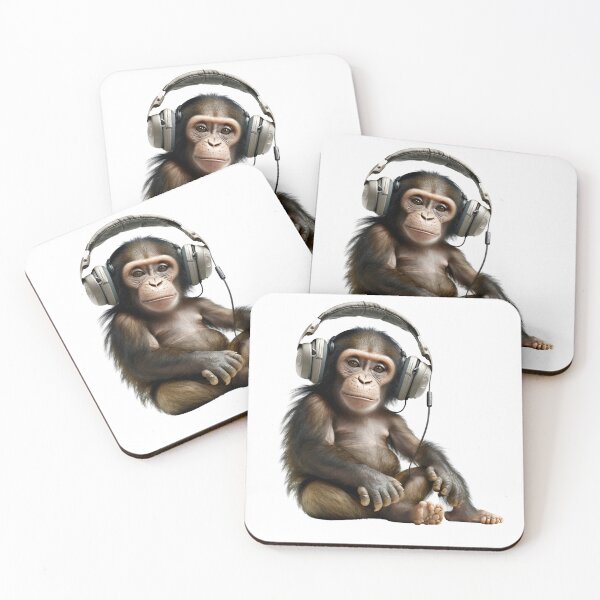 Item preview, Little Monkey In Headphones Listening To Music designed and sold by ekachar.