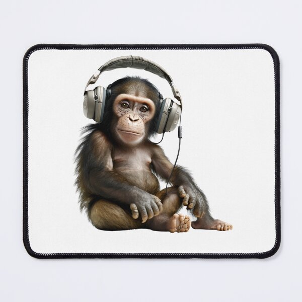 Item preview, Little Monkey In Headphones Listening To Music designed and sold by ekachar.