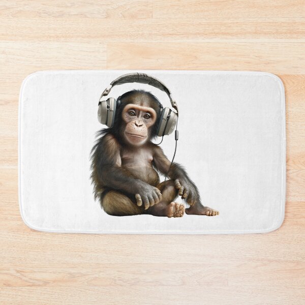 Item preview, Little Monkey In Headphones Listening To Music designed and sold by ekachar.