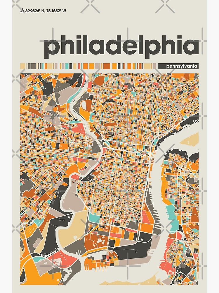 quot Philadelphia Colorful Map City - Flat,750x,075,f Pad,750x1000,f8f8f8 
