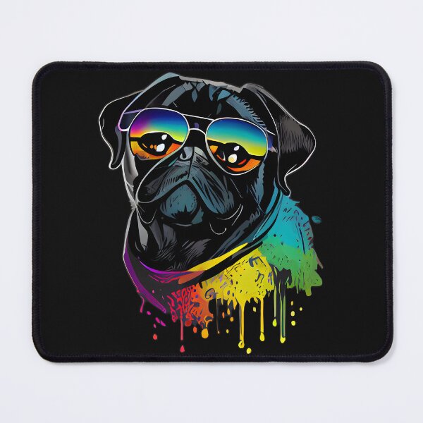 Item preview, Colorful cool black pug with sunglasses one designed and sold by MLArtifex.