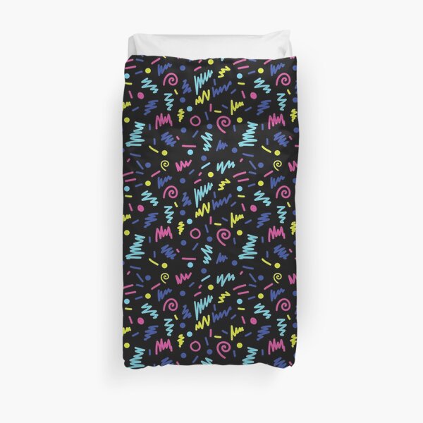 Vicky - 80s, 90s, bright neon, shapes, design, pattern, trendy, hipster, memphis design Duvet Cover