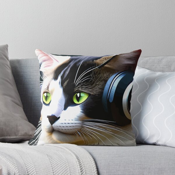 Item preview, Cool Meow Cat Listening To Music With Headphones designed and sold by ArtisticAllure1.