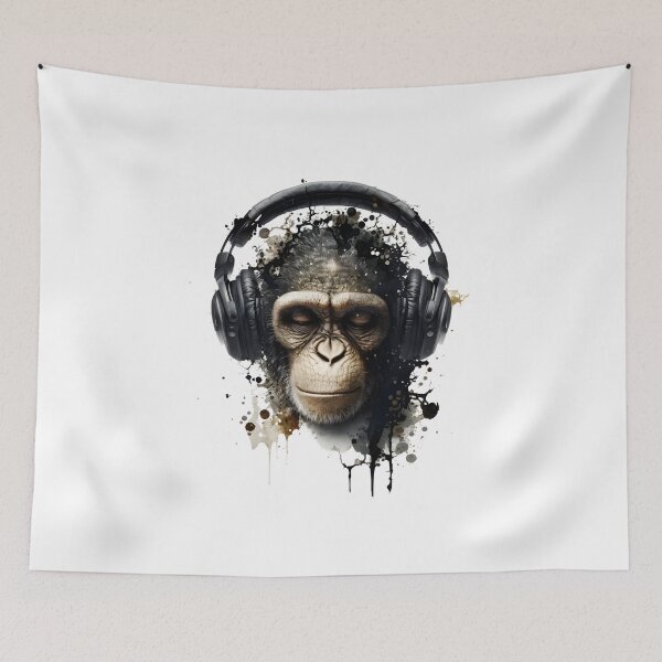 Item preview, A Monkey Listening to Music With Headphones  designed and sold by ekachar.