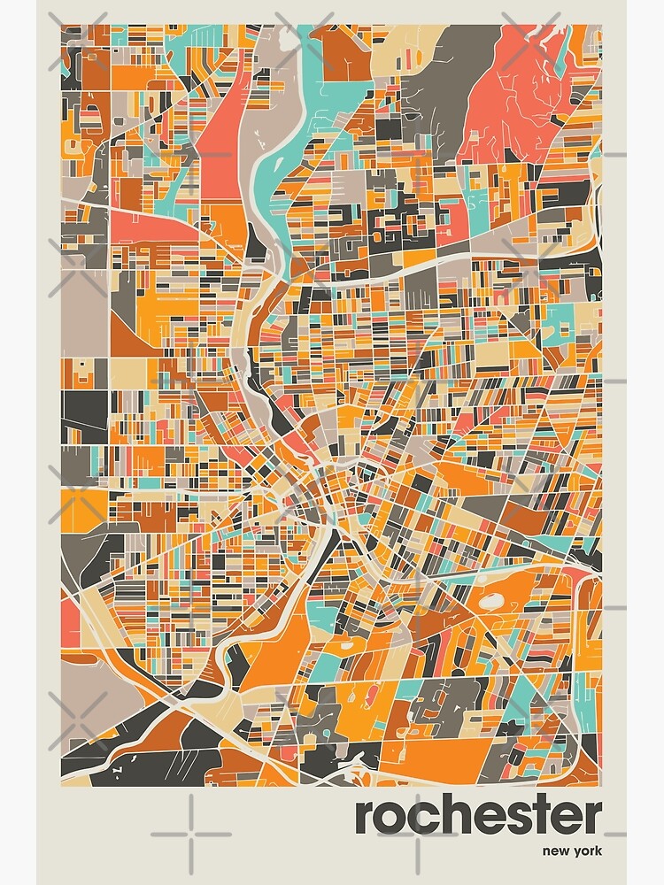 Disover Rochester New York Map Print, Colorful Map Premium Matte Vertical Posters