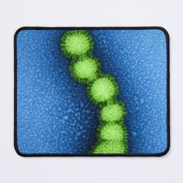 Item preview, Swine Flu Virus, Influenza TEM Micrograph, Blue and Green designed and sold by ScienceSource.