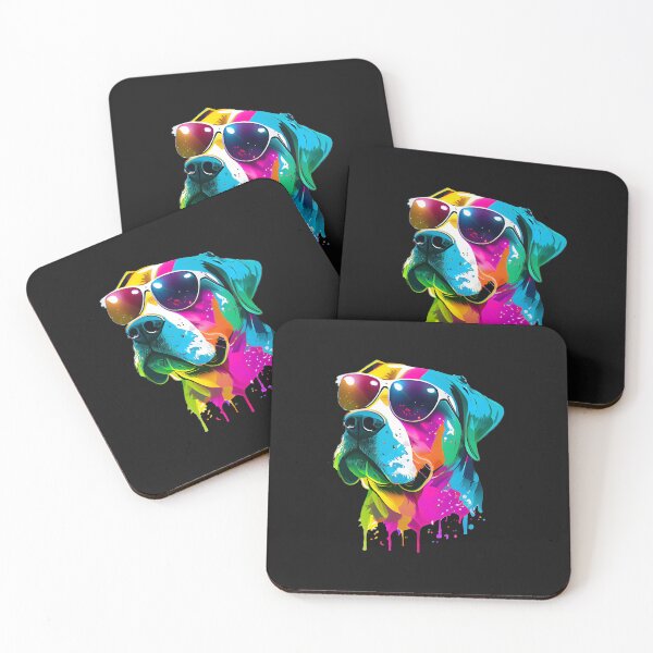 Item preview, Colorful cool American Bulldog dog with sunglasses one designed and sold by MLArtifex.