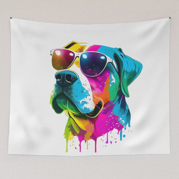 Item preview, Colorful cool American Bulldog dog with sunglasses one designed and sold by MLArtifex.