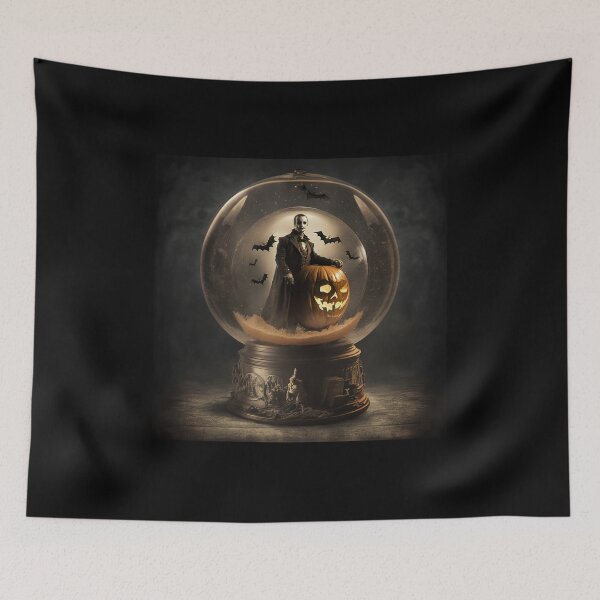 Aperçu de l'œuvre Halloween Snowglobe Jack-O-Lantern créée et vendue par NevermoreFalls.