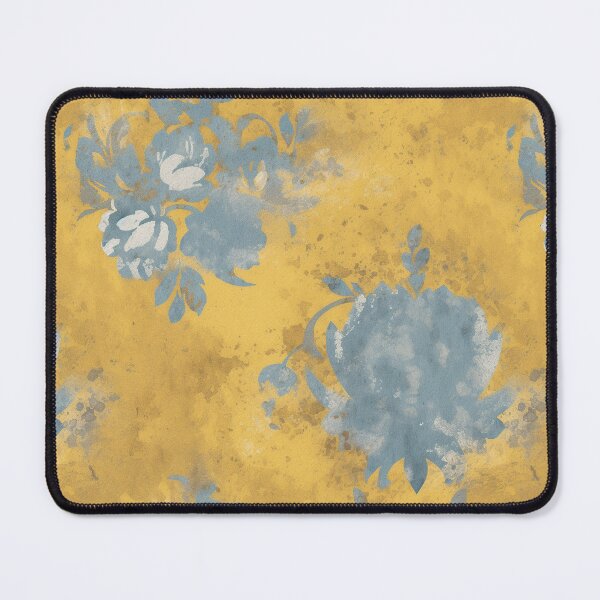 Item preview, Blue and Yellow Grunge Distressed Floral Pattern designed and sold by Expressive Vision.