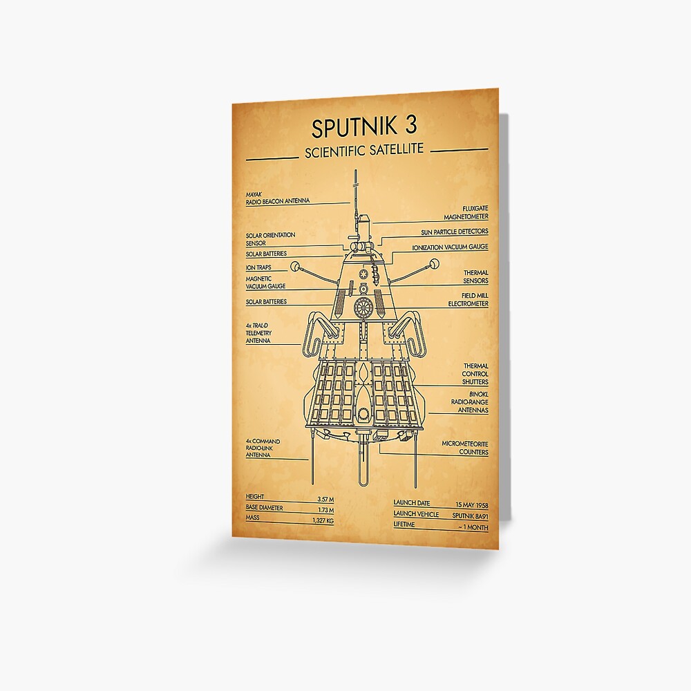 Sputnik 3. Scientific Satellite (Aged Parchment Blueprint