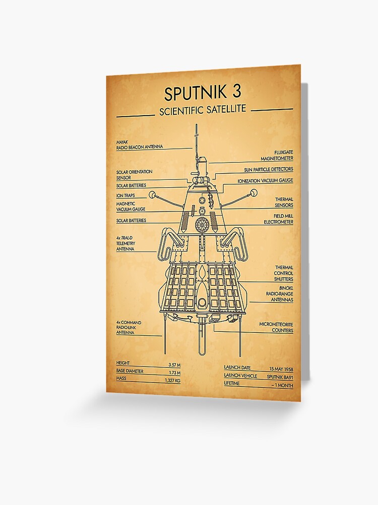 Sputnik 3. Scientific Satellite (Aged Parchment Blueprint